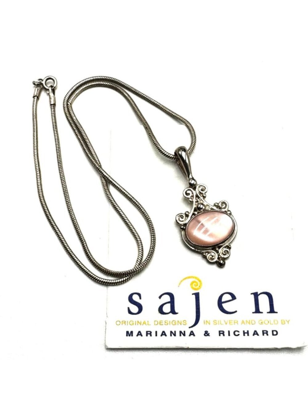 Sajen Pink Gemstone Pendant Sterling Silver 16 Inch Chain Necklace